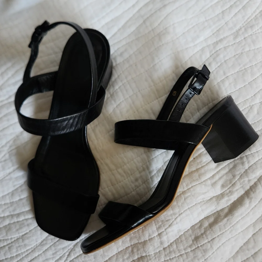 Everlane The Double-Strap Block Heel Sandal Leather Made In Italy Size 6.5 - Picture 7 of 8